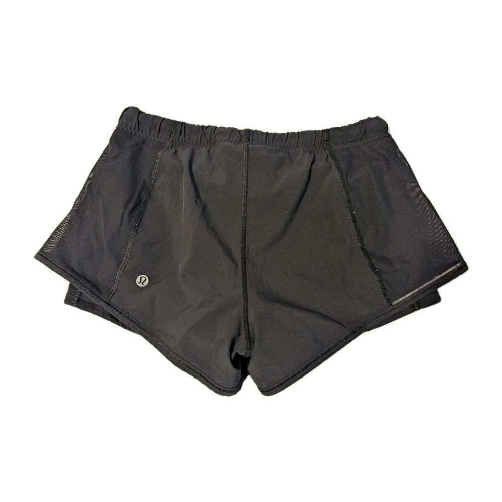 Lululemon Athletica Meshed Up Shorts Layered Workout Gym Athleisure Black Size 4